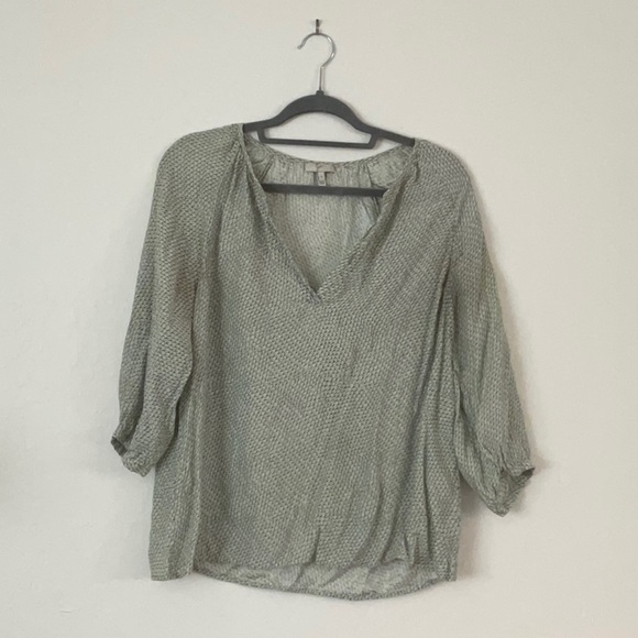 Joie white/green/blue pattern 3/4 sleeve blouse - Picture 1 of 4